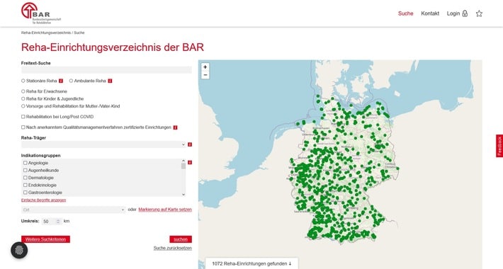 Suche leicht gemacht: Neues Reha-Einrichtungsverzeichnis der BAR