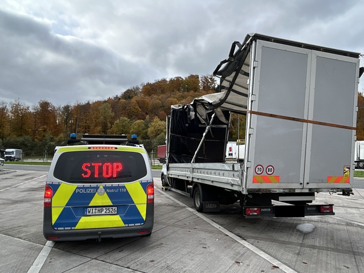 POL-OH: Kontrollschwerpunkt Verkehrssicherheit – Unfallbeschädigter Lkw angetroffen – Weiterfahrt untersagt